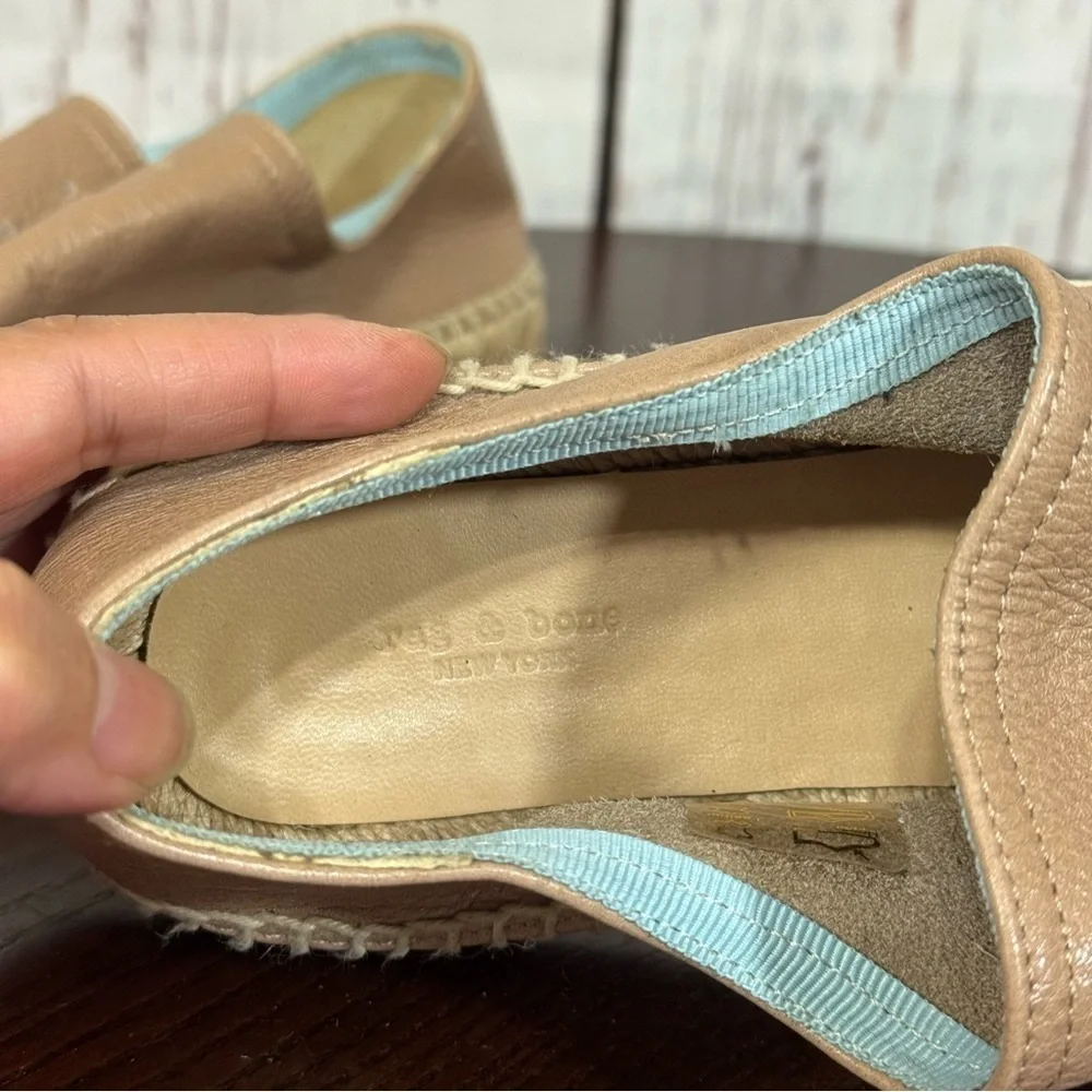 Rag & Bone New York Tan Slouchy Leather & Espadrilles Loafer Flat women’s 7 EUC
